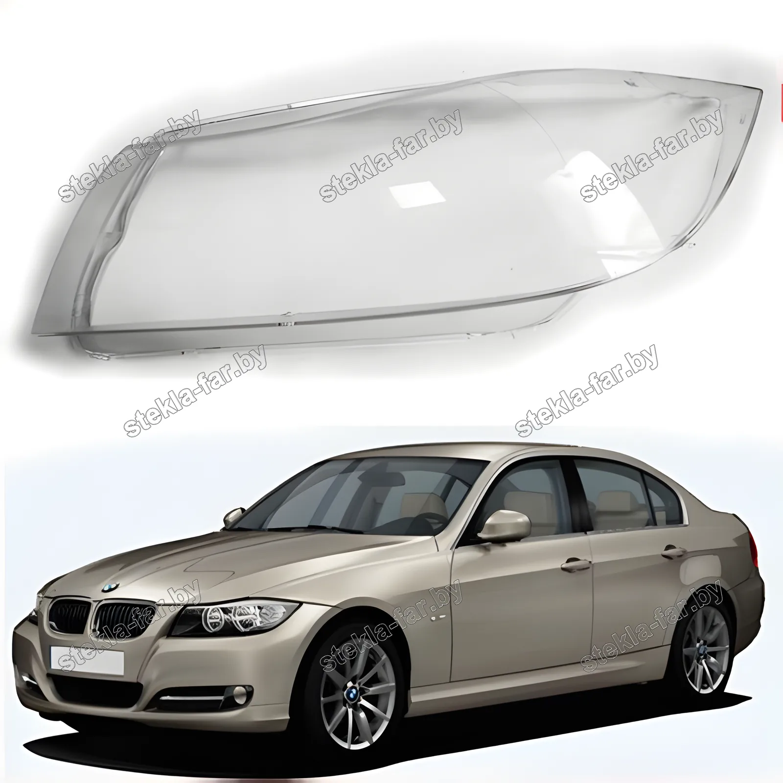 F0081L - Стекло фары BMW 3 E90-E91 (2004–2012) Галоген левое
