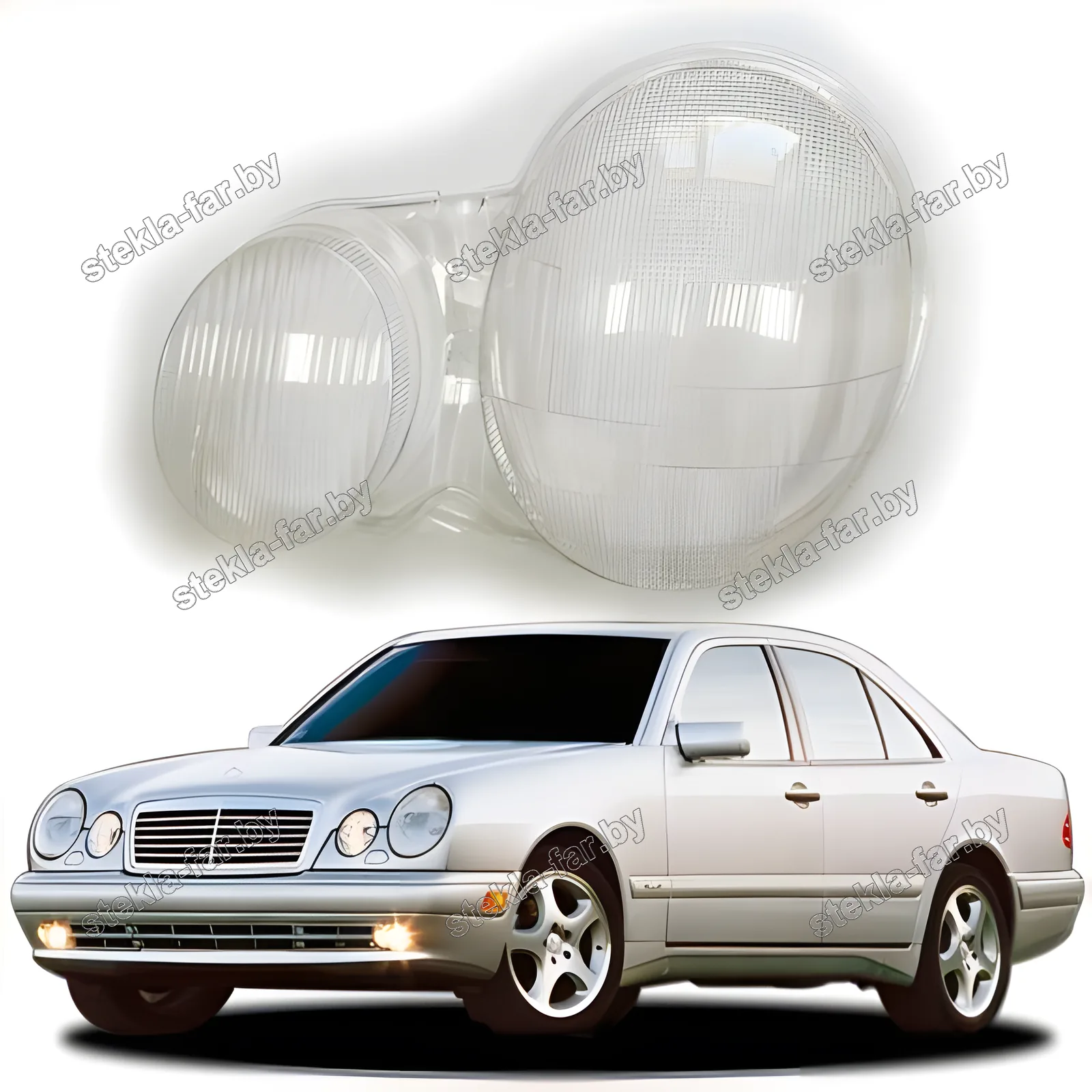 F0763L - Стекло фары Mercedes E Class W210 (1999–2003) Галоген левое