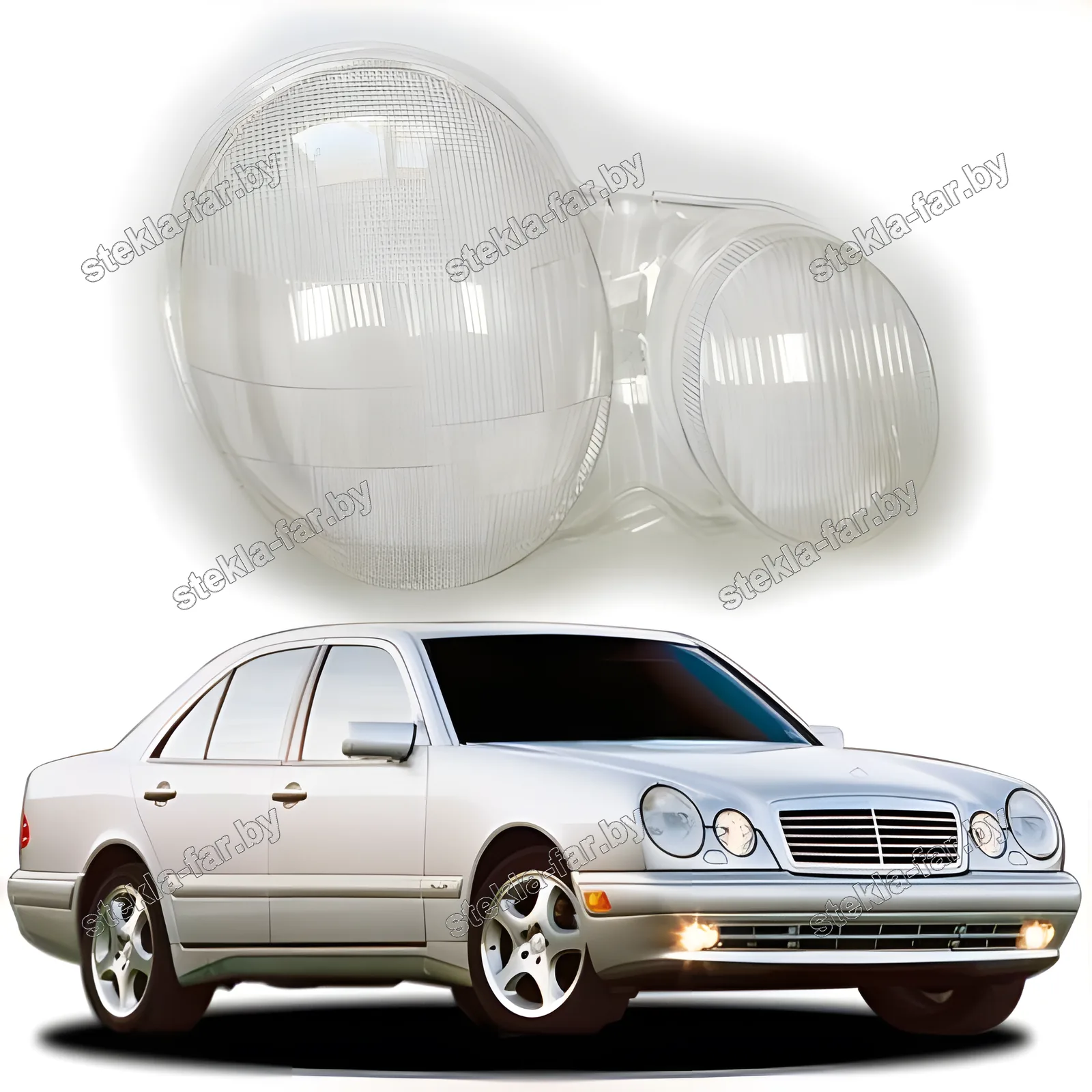 F0763R - Стекло фары Mercedes E Class W210 (1999–2003) Галоген правое