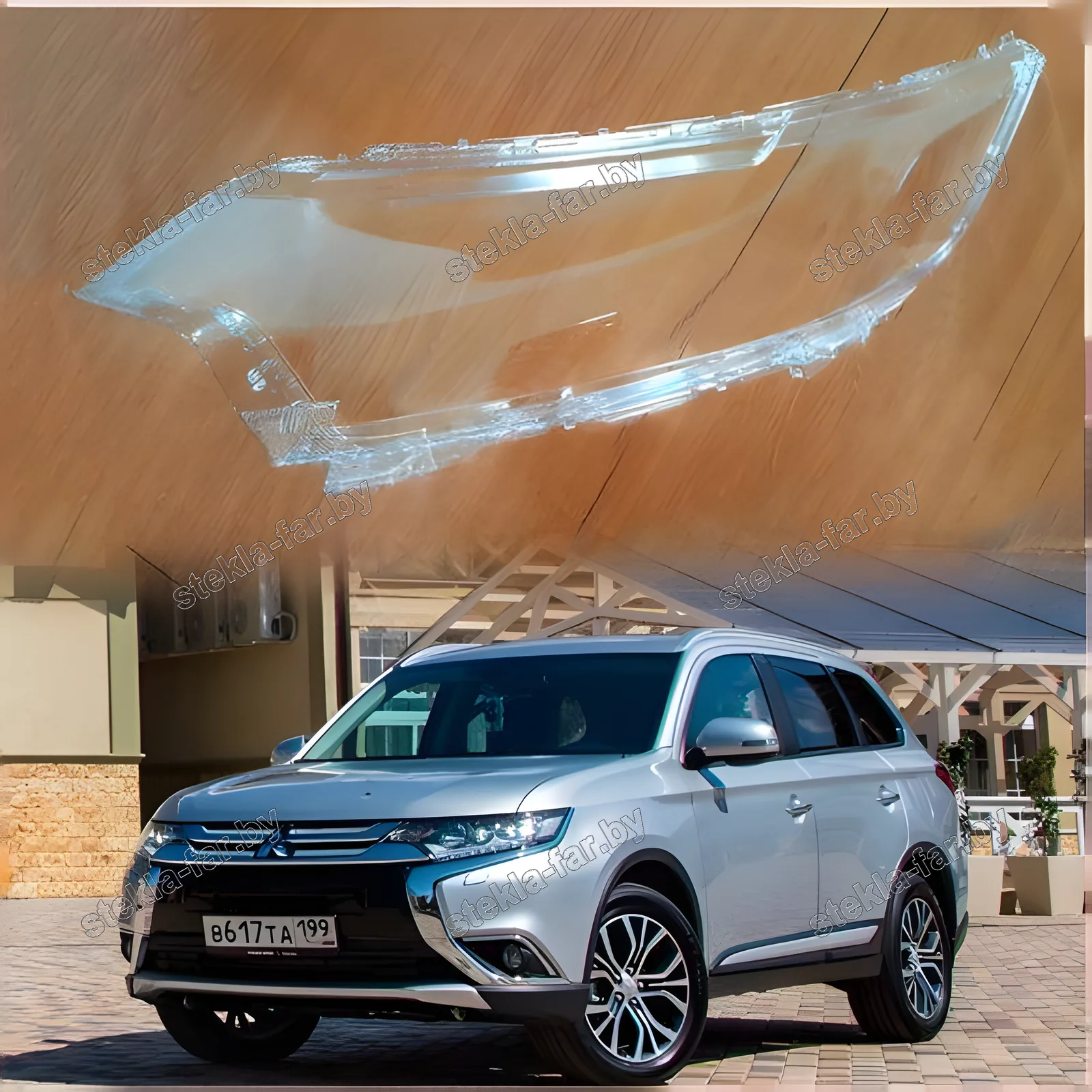 F0851L - Стекло фары Mitsubishi Outlander 3 (2015–2021) 2-ой рестайл левое