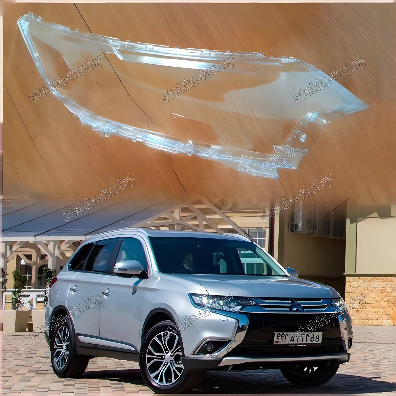 F0851R - Стекло фары Mitsubishi Outlander 3 (2015–2021) 2-ой рестайл правое