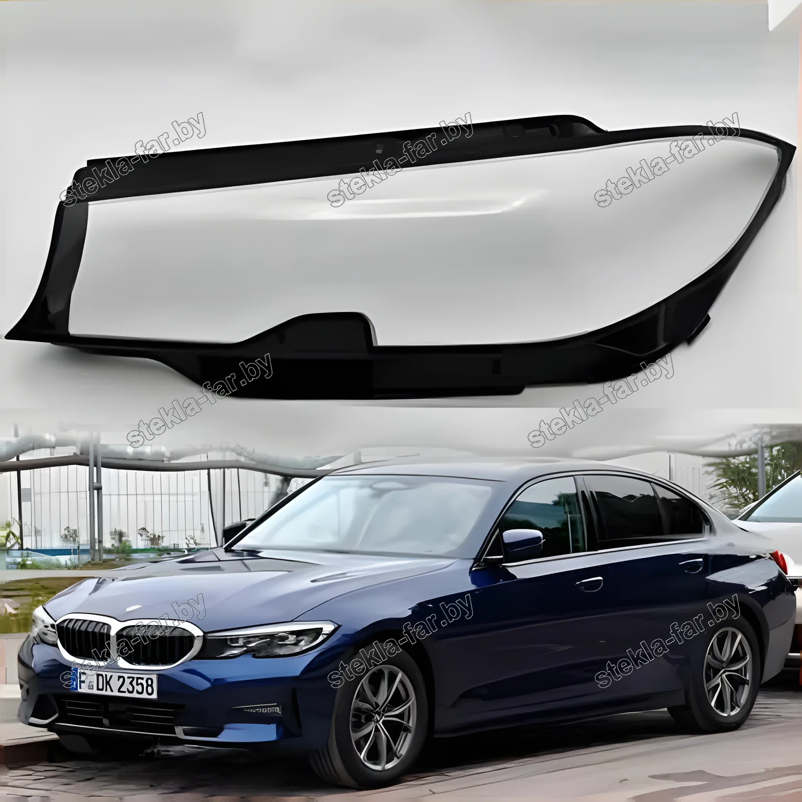 F1021L - Стекло фары BMW 3 G20, G21 (2018–2021) VII поколение дорестайл левое