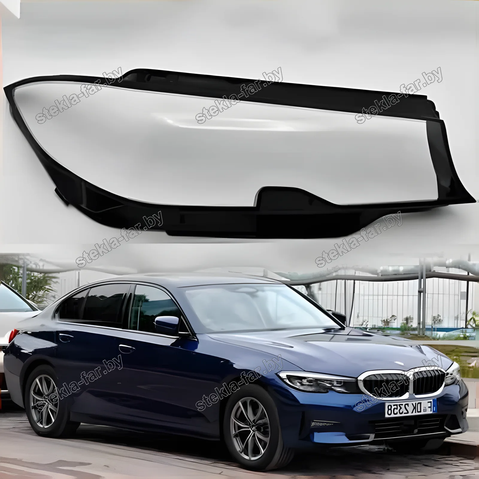 F1021R - Стекло фары BMW 3 G20, G21 (2018–2021) VII поколение дорестайл правое