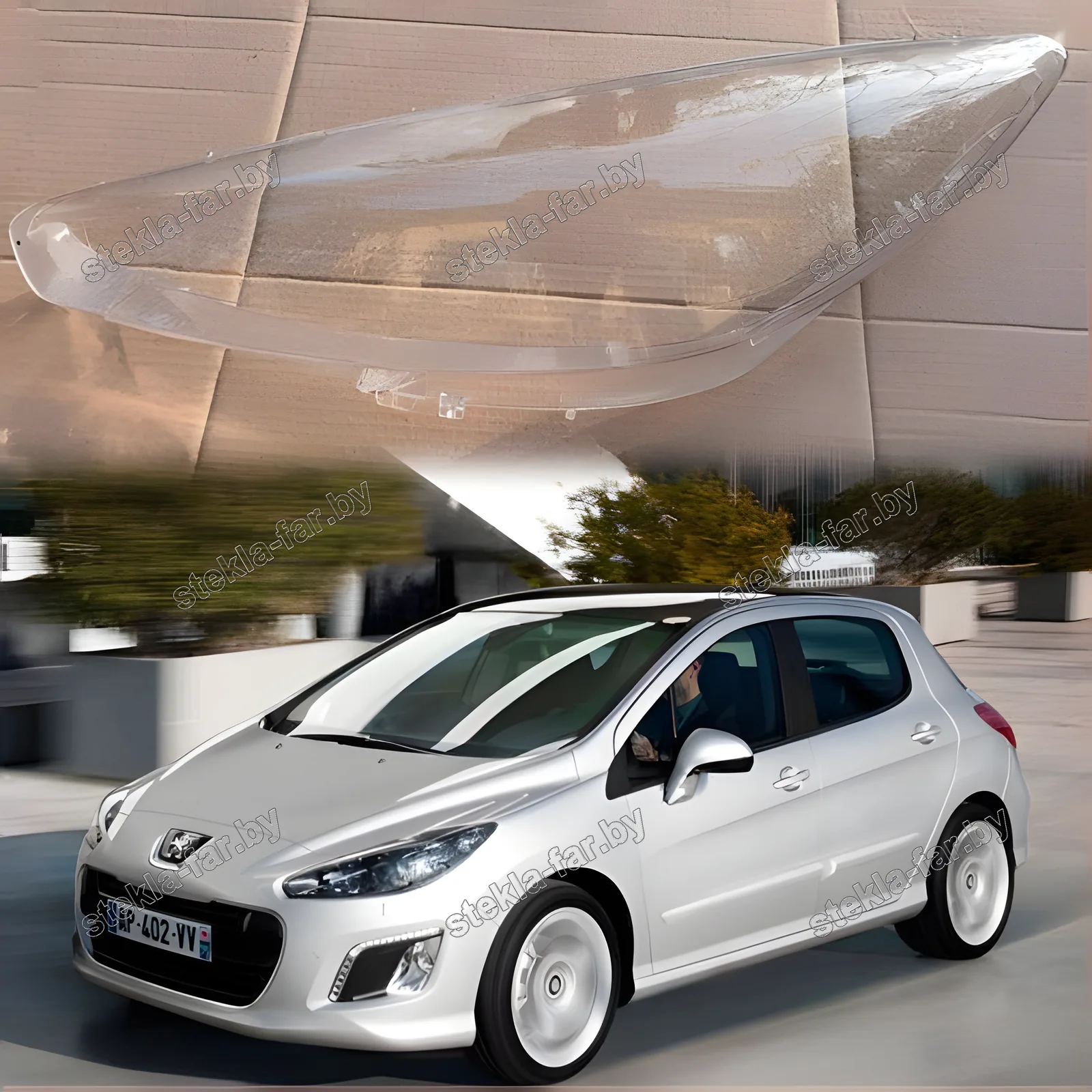 F1033L - Стекло фары Peugeot 308 I (2011–2014) рестайл левое