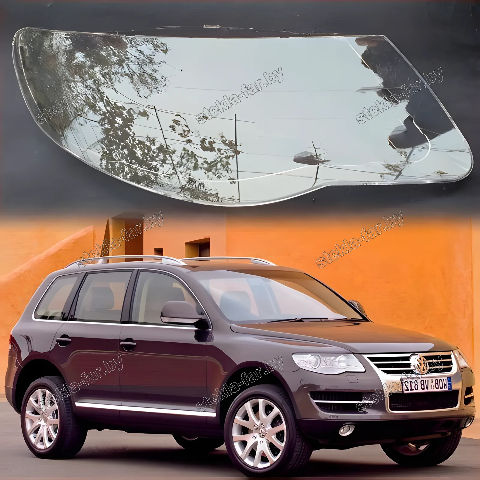 F1041R - Стекло фары Volkswagen Touareg 1 (2006–2010) Рестайл правое