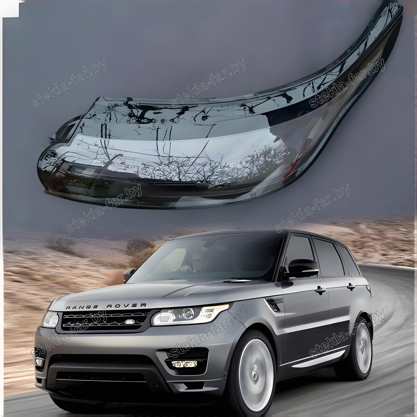 F1052L - Стекло фары Land Rover Range Rover Sport 2 (2013–2017) Дорестайл левое
