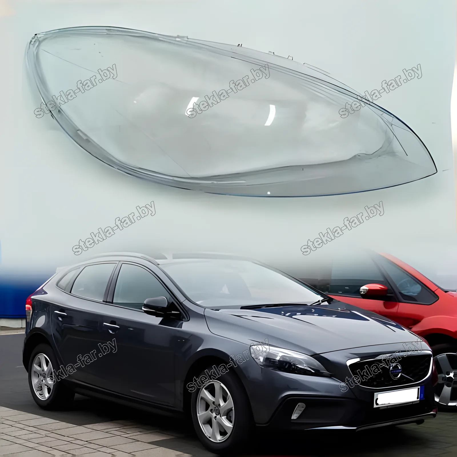 F1172R - Стекло фары Volvo V40 (2012–2016) Дорестайл правое