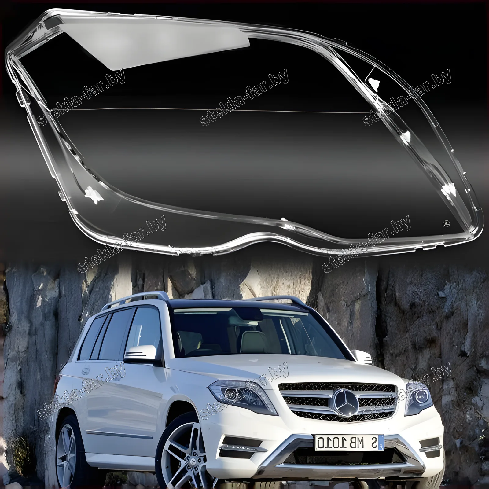 F1221R - Стекло фары Mercedes GLK Class X204 (2012–2015) рестайл правое