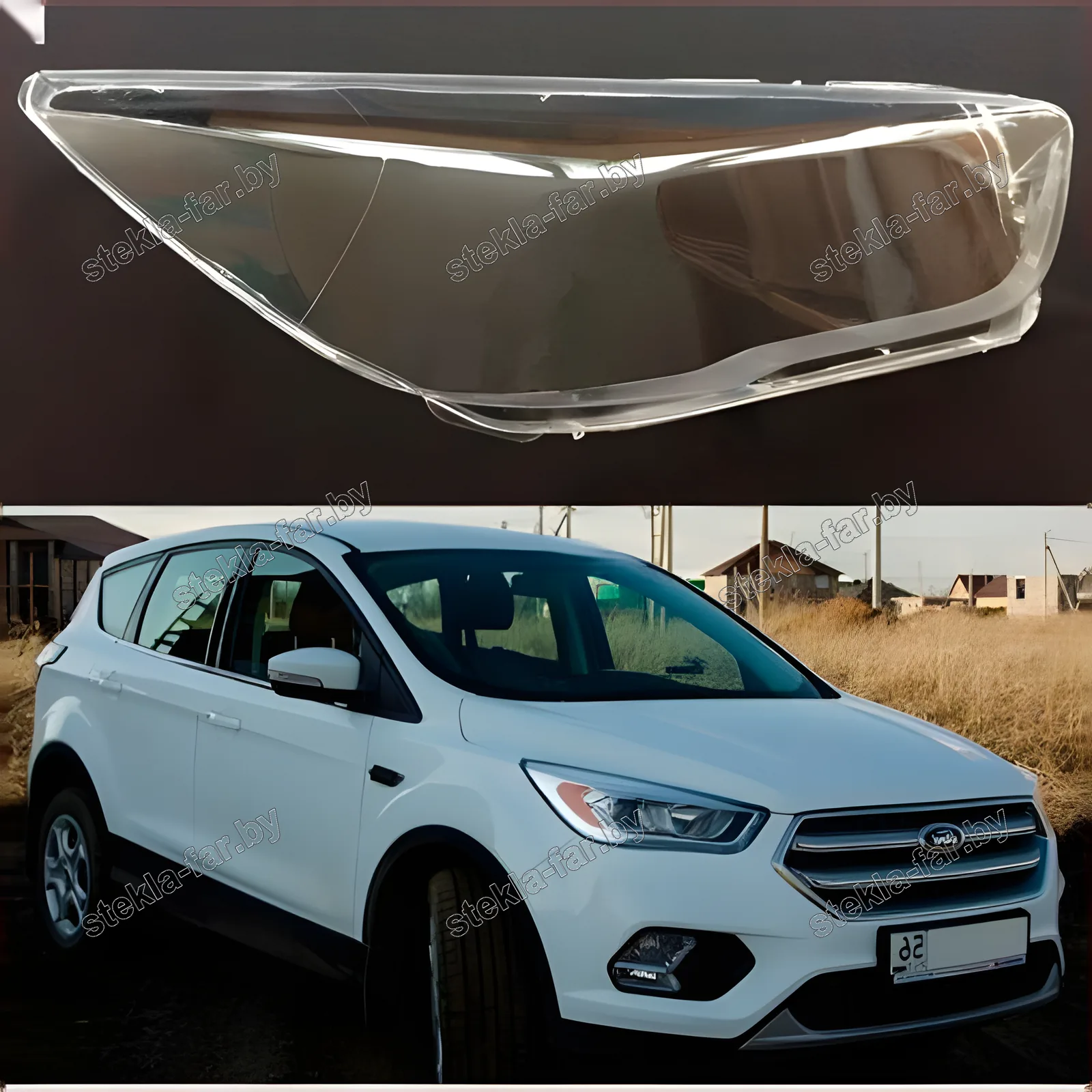 F1222R - Стекло фары Ford Kuga 2 (2016–2020) Рестайл правое