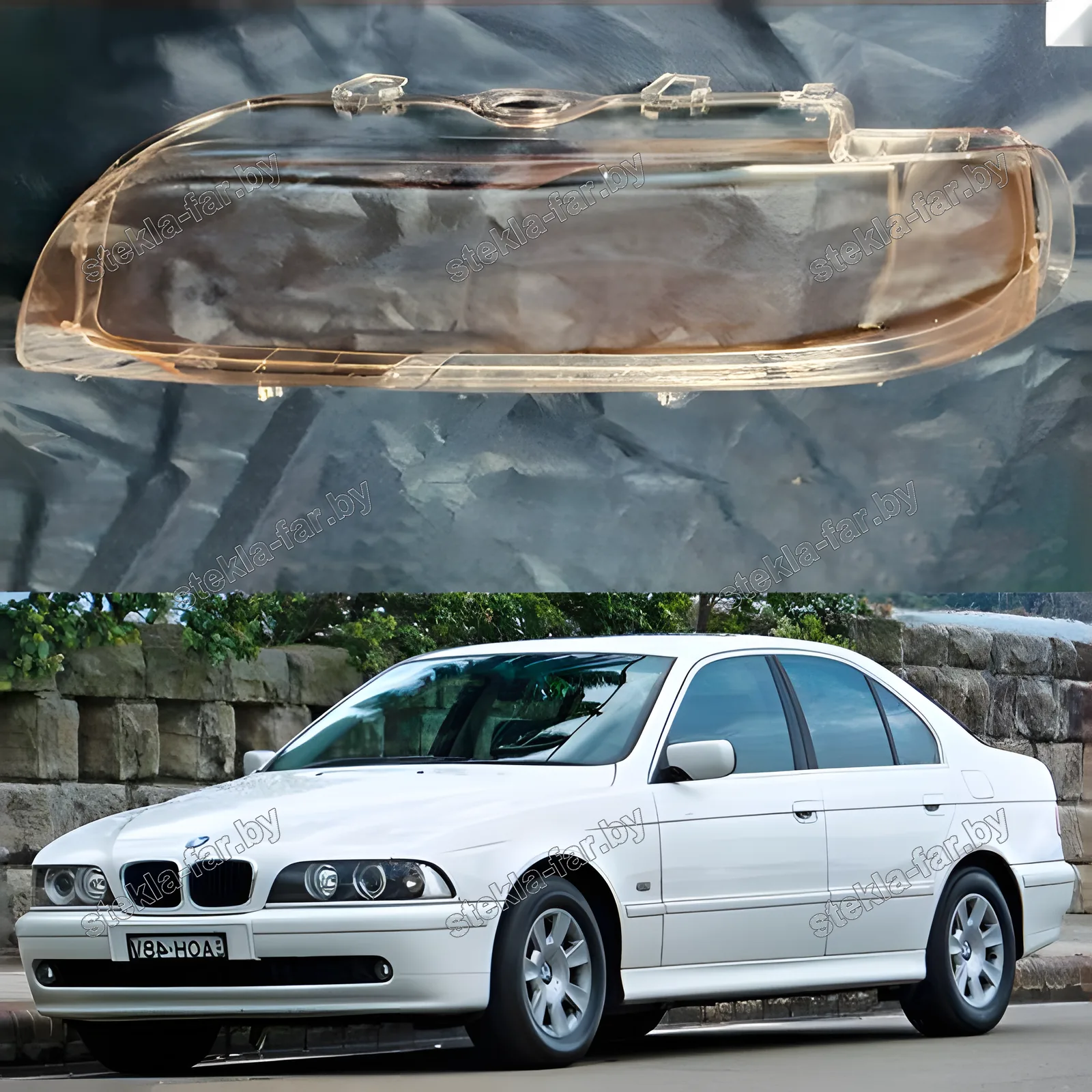 F1262L - Стекло фары BMW 5 E39 (2000–2004) Рестайл левое