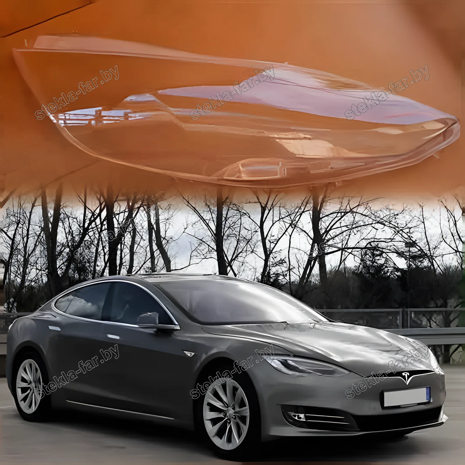F1300R - Стекло фары Tesla Model S (2012–2024) правое