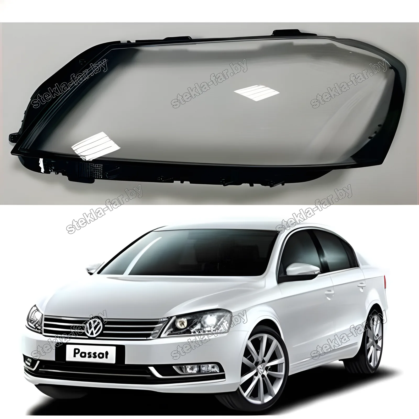 F1338L - Стекло фары Volkswagen Passat B7 EURO (2010–2015) левое