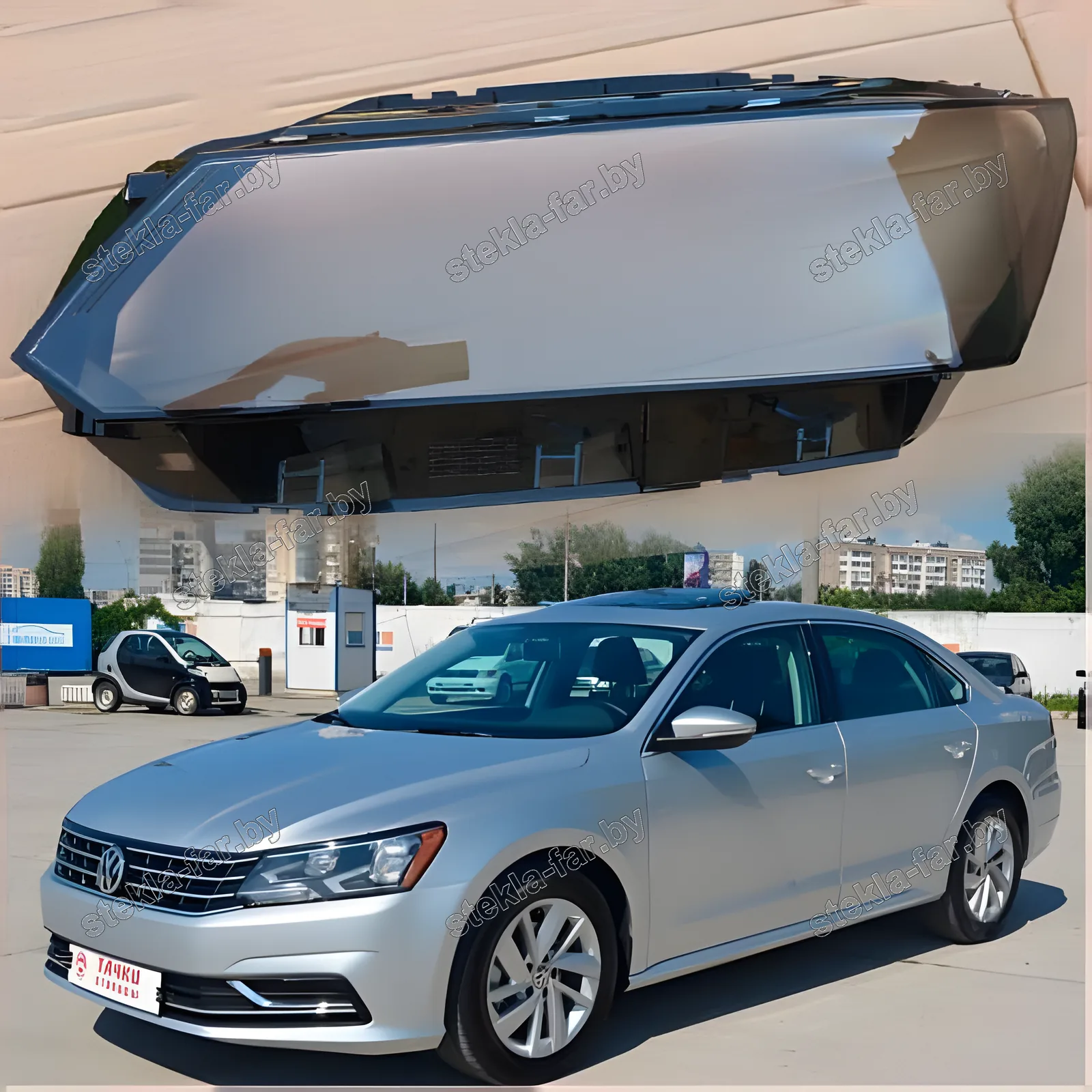 F1339L - Стекло фары Volkswagen Passat NMS B8 USA Halogen LOW version (2015–2018) левое