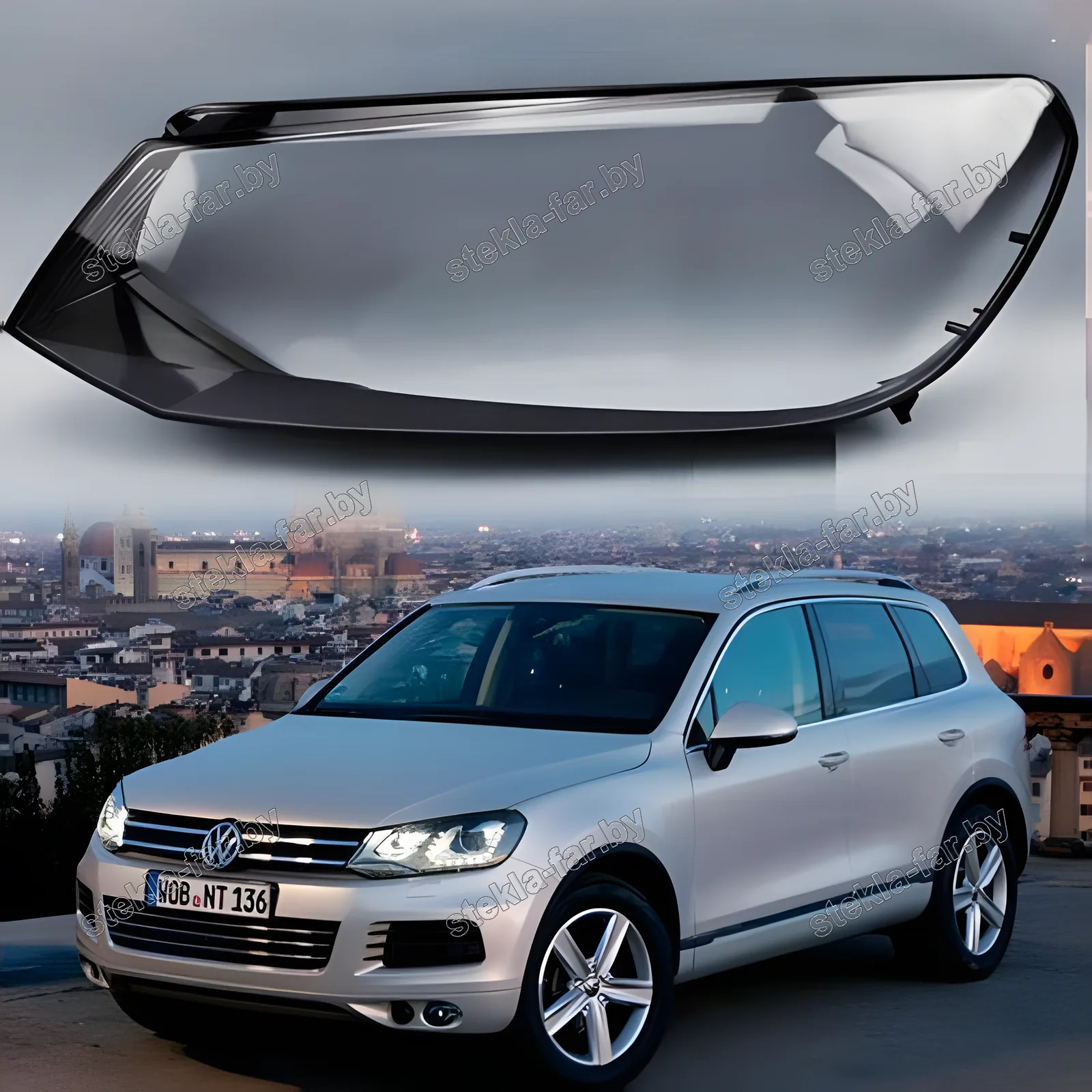 F1354L - Стекло фары Volkswagen Touareg 2 (7P) (2010–2014) Дорестайл левое