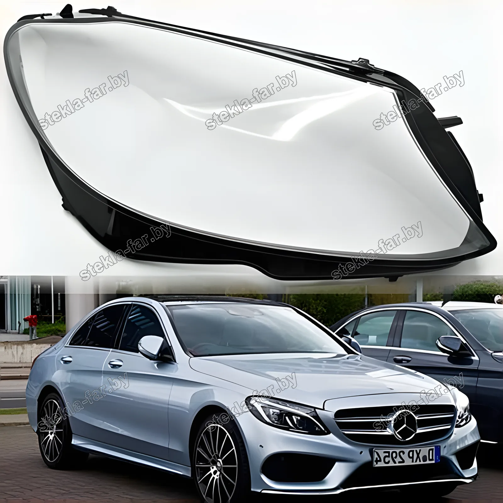 F1372R - Стекло фары Mercedes C Class W205 (2018–2021) рестайл правое