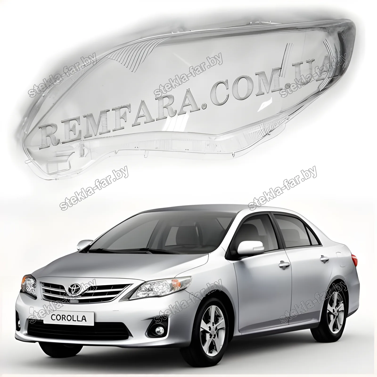 F1406L - Стекло фары Toyota Corolla (2010–2013) рестайл EURO левое