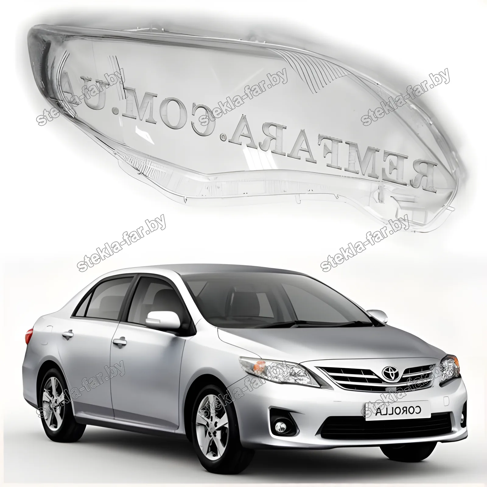 F1406R - Стекло фары Toyota Corolla (2010–2013) рестайл EURO правое