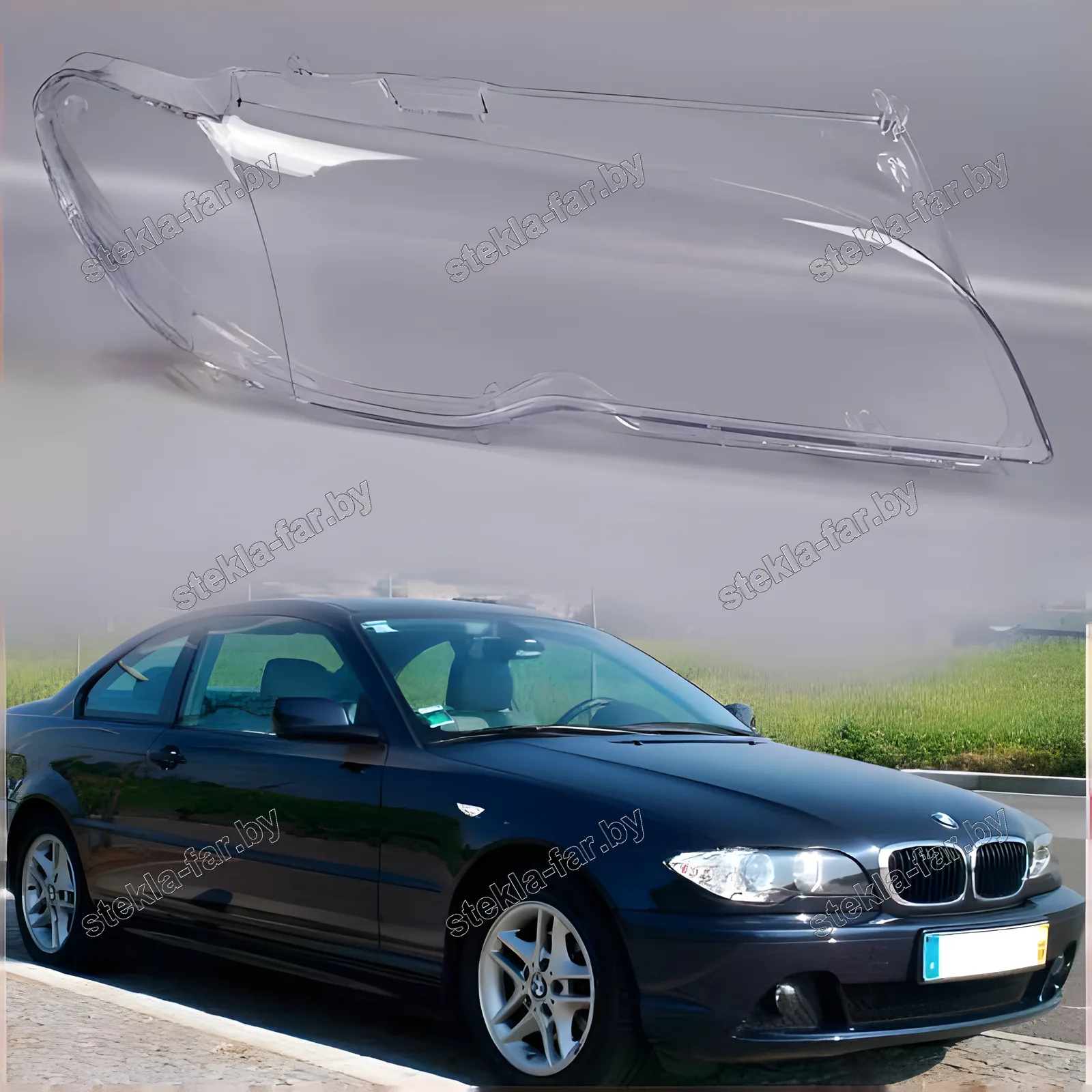 F1410R - Стекло фары BMW 3 E46 Coupe (2003–2006) IV рестайл правое