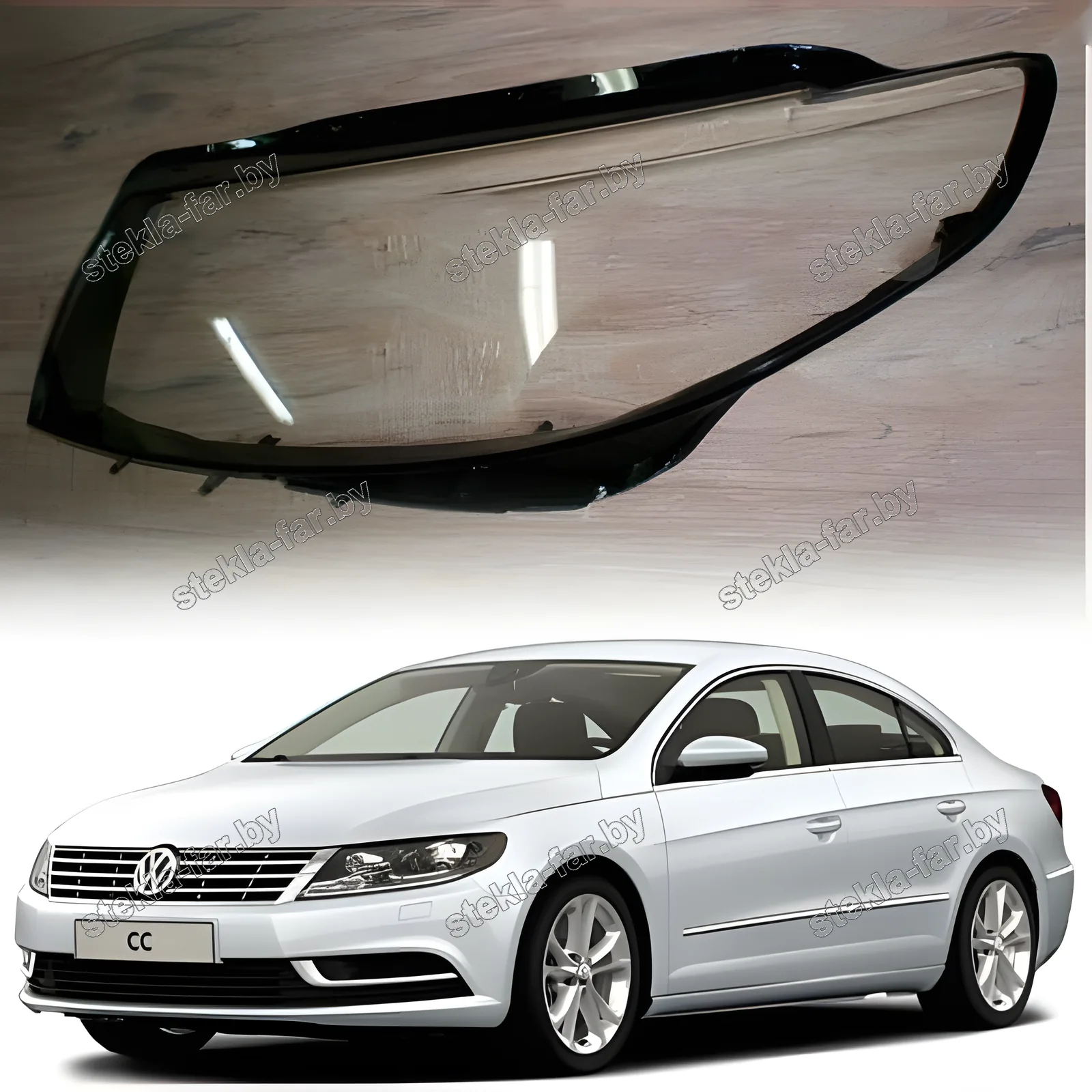 F1432L - Стекло фары Volkswagen Passat CC (2012–2017) Рестайл левое