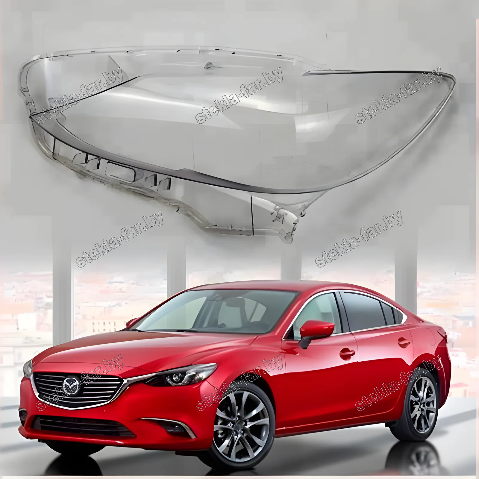 F1441L - Стекло фары Mazda 6 GJ (2015–2019) рестайл левое