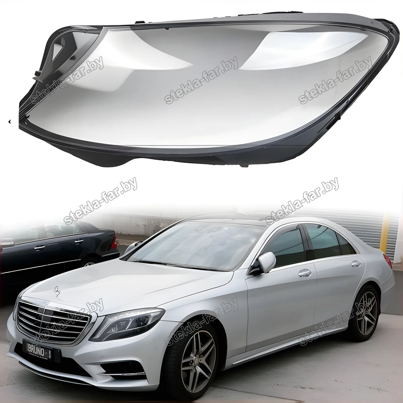 F1546L - Стекло фары Mercedes S Class W222 (2013–2017) Дорестайл левое