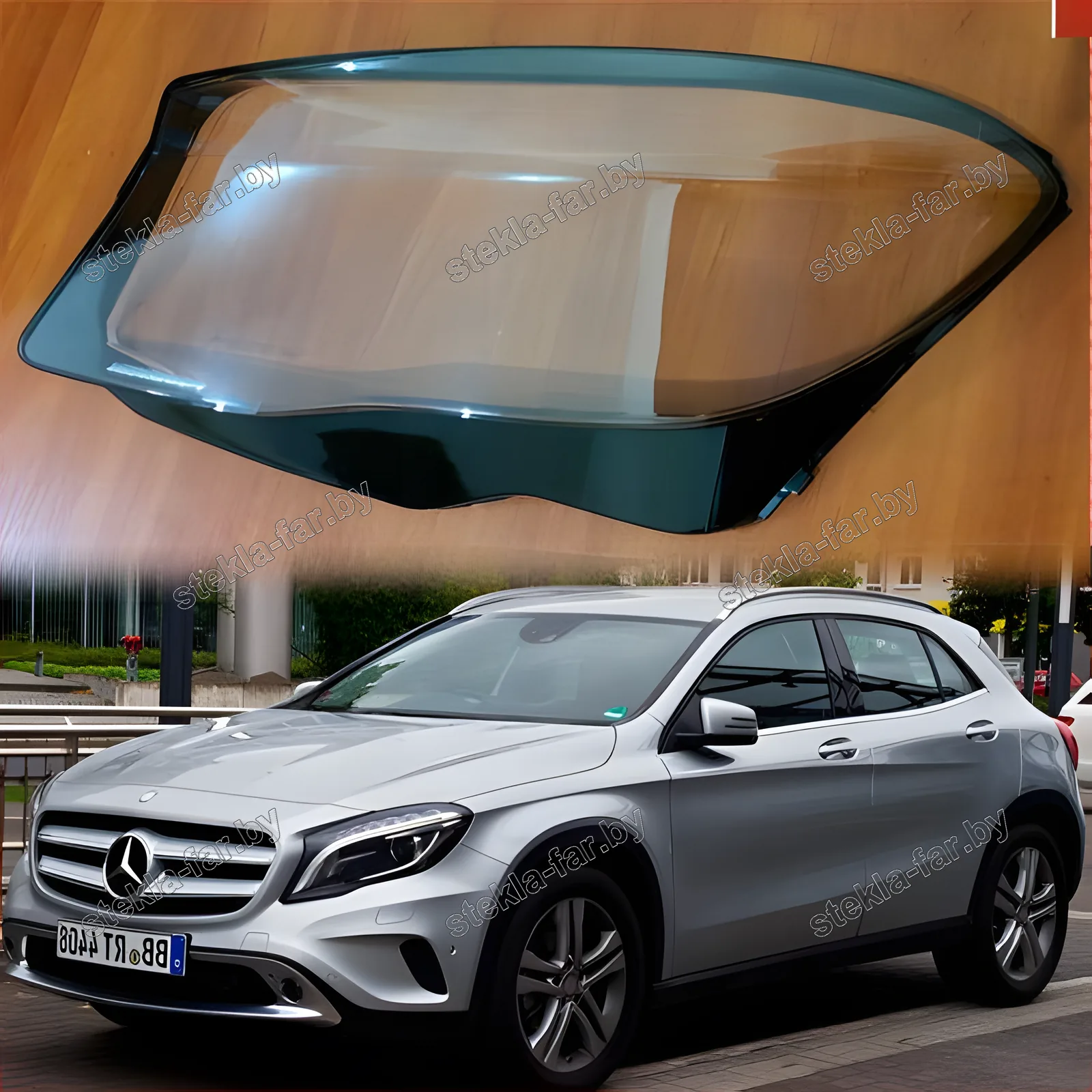 F1565L - Стекло фары Mercedes GLA Class X156 (2013–2017) Дорестайл левое